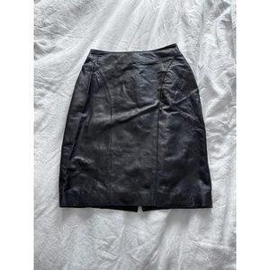 Women’s Casual Corner Black Leather Skirt Size 8 Vintage